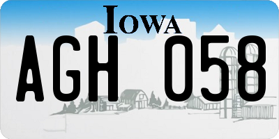 IA license plate AGH058