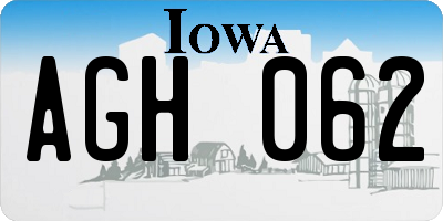 IA license plate AGH062
