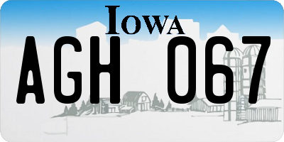 IA license plate AGH067