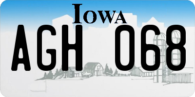 IA license plate AGH068