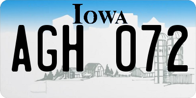 IA license plate AGH072