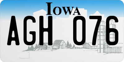 IA license plate AGH076