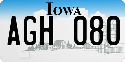 IA license plate AGH080