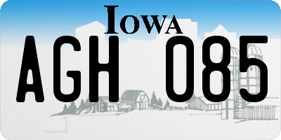 IA license plate AGH085