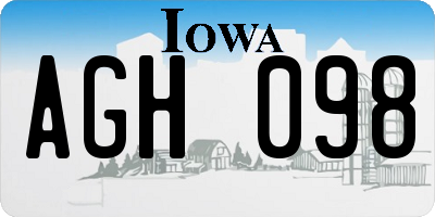 IA license plate AGH098