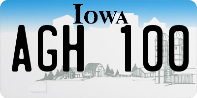 IA license plate AGH100