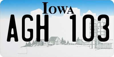 IA license plate AGH103