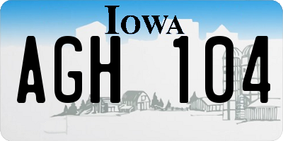 IA license plate AGH104