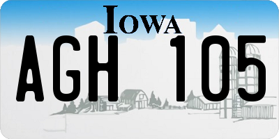 IA license plate AGH105