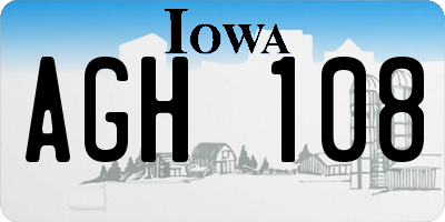 IA license plate AGH108