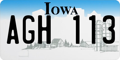 IA license plate AGH113