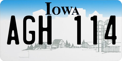 IA license plate AGH114
