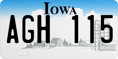 IA license plate AGH115