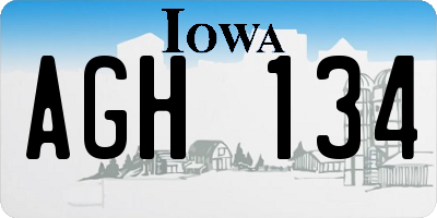 IA license plate AGH134