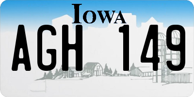 IA license plate AGH149