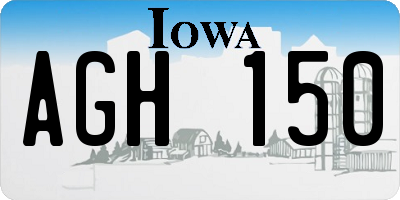 IA license plate AGH150