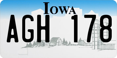 IA license plate AGH178