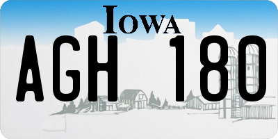IA license plate AGH180
