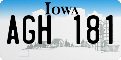 IA license plate AGH181