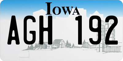IA license plate AGH192