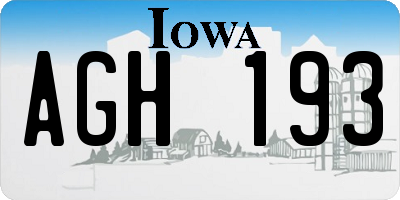 IA license plate AGH193