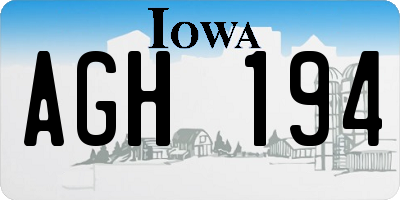 IA license plate AGH194