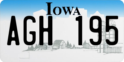 IA license plate AGH195