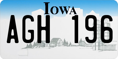 IA license plate AGH196