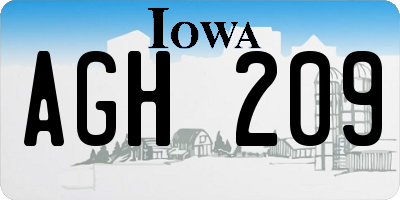 IA license plate AGH209