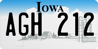 IA license plate AGH212