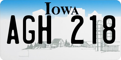 IA license plate AGH218