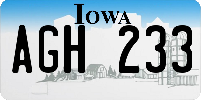 IA license plate AGH233