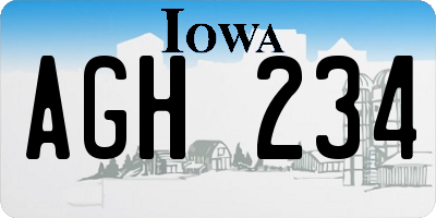 IA license plate AGH234