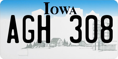 IA license plate AGH308