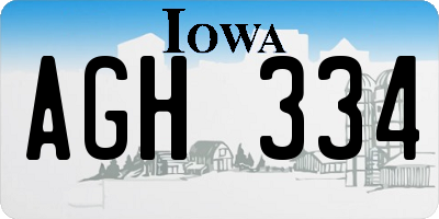 IA license plate AGH334