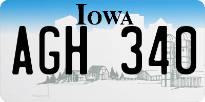 IA license plate AGH340