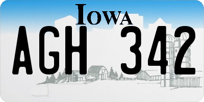 IA license plate AGH342