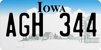 IA license plate AGH344