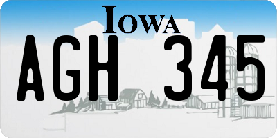 IA license plate AGH345