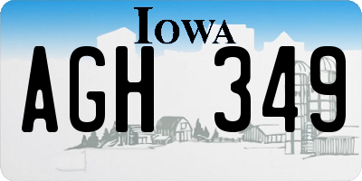 IA license plate AGH349