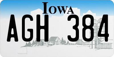 IA license plate AGH384