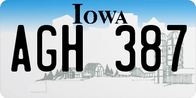 IA license plate AGH387