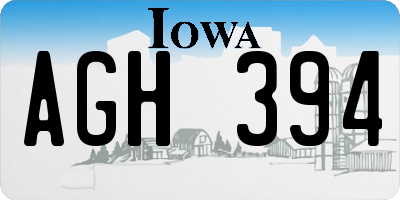IA license plate AGH394