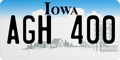 IA license plate AGH400