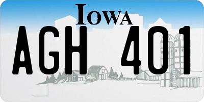 IA license plate AGH401