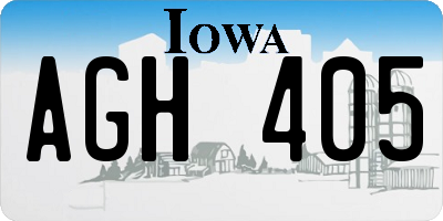 IA license plate AGH405