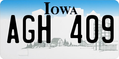 IA license plate AGH409