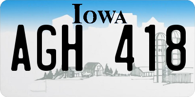 IA license plate AGH418