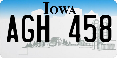 IA license plate AGH458
