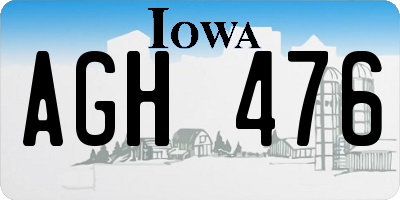 IA license plate AGH476